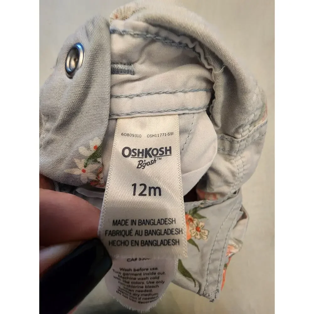 Oshkosh B'Gosh Baby Peach Overalls SZ 12 Months Play